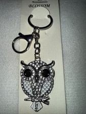 White Silver Tone Owl Keychain/Purse Charm NWT