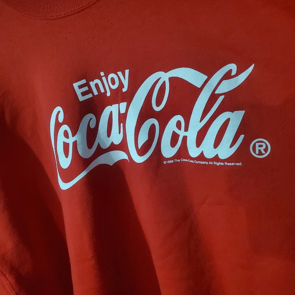 Sudadera Vintage Coca-Cola Cuello Redondo 1998 Roja Años 90 Hanes Comfortblend Foto 2 de 4
