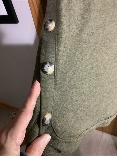 J Jill Small Wood Green Long Sleeve Tunic Buttons Up Each Side Decoration - Picture 3 of 13