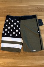 Hurley Phantom Men's Board Shorts Stars Flag Black White Green Size 32