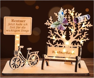 Holz-Schild Geldgeschenk Ruhestand Rente Rentner Dekoration Geschenk