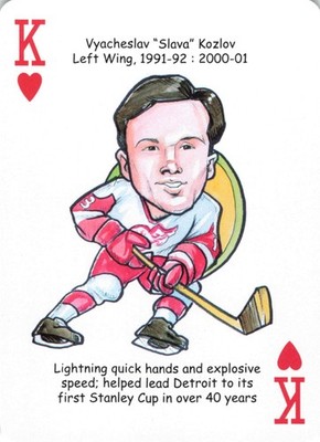 Slava Kozlov Detroit Red Wings Art Card Caricature Hockey Playing Card Style NM+