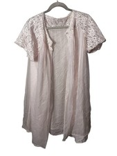 Vtg Formfit Rogers Sz M Peignoir Pink Lace Nylon Robe Sheer Ruffle USA 60s READ