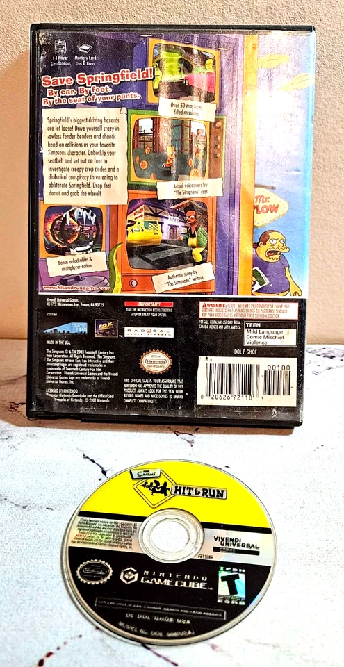 The Simpsons Hit & Run Nintendo GameCube Disk And Case! No Manual! Tested Works - Image 2 of 4