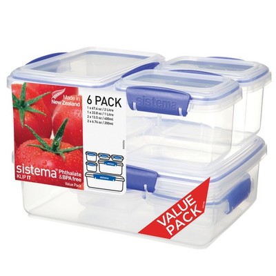 Sistema KLIP IT Frischhaltedosen | 2 L1 L400 ml200 ml | 6er Pack, blau