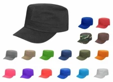 Plain Distressed Military Patrol Cadet Castro Baseball Cap Hat
