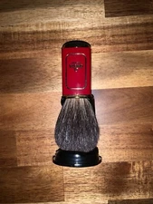 Omega 63180 Pure Badger Shaving Brush, Red Handle-made in Italy