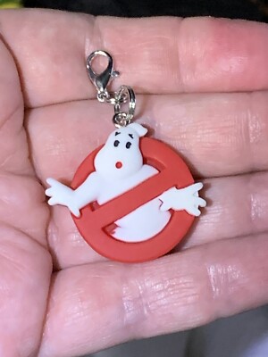 White Ghost Mooglie From Ghostbusters Charm Zipper Pull Keychain Add On  Clip!!