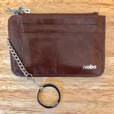Nwt Women's Hobo Leather Keychain Card Wallet Kai, Cinnamon (Brown), MSRP $48.00