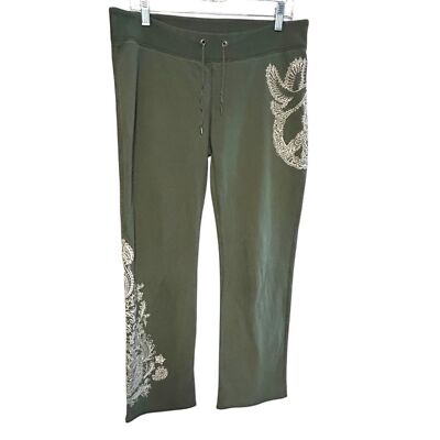 Lucky brand M-XL sweatpants embroidered mehndi  design dove boho hippie yoga Y2K