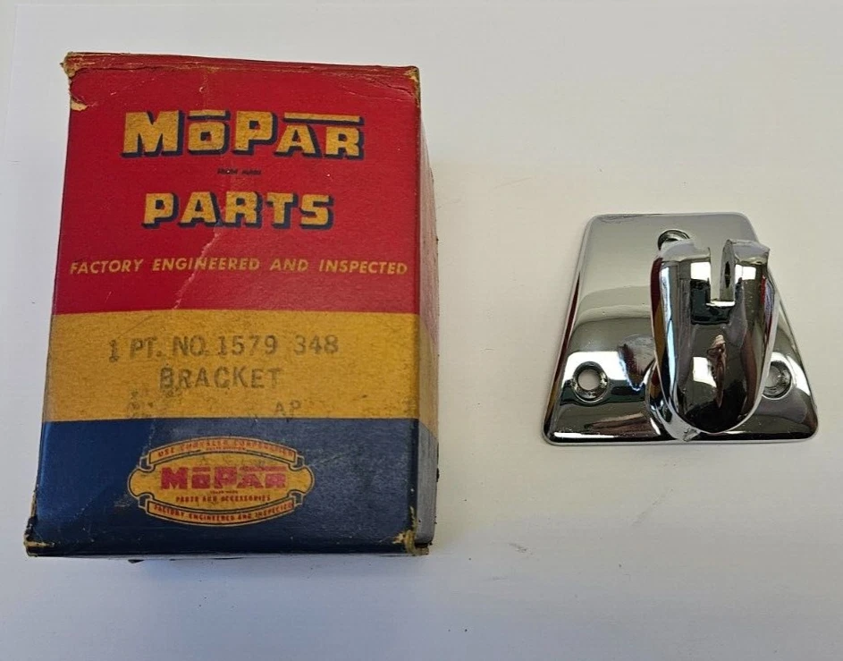 1955-1956 Dodge Inside Rear View Mirror Support Chrome Bracket 1579348 NOS - Image 3 of 4