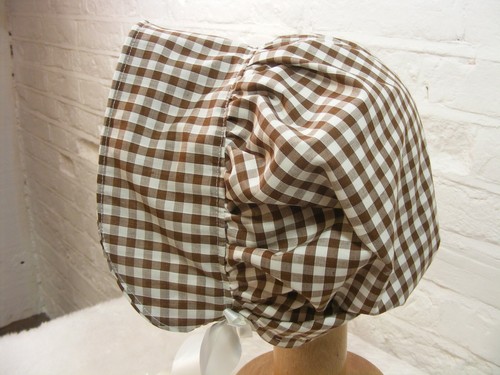 ADULT BABY SISSY BONNET blue gingham HAT COSPLAY LOLITA FANCYDRESS Victorian - Picture 36 of 40