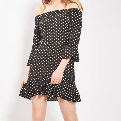 topshop spot bardot dress
