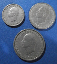 Greece 1962 complete coins set: 50 lepta & 1, 2 Drachmai King Paul KM #80,81,82