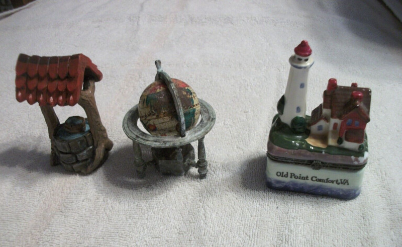 Lot of Three Misc Items - Trinket Box, Pencil Sharpener & Figurine