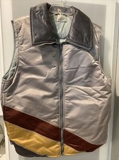 Vintage 80 s Puffer Camper/Trucker Vest Jacket, Goose Down Feathers LARGE