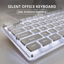 White Wired USB Compact LED Backlit Silent Membrane Gaming Keyboard For Laptops