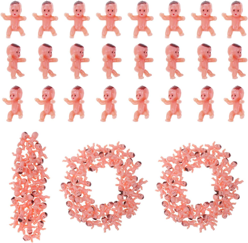 100Pcs Tiny Plastic Mini Babies for Baby Shower Games and Ice Cubes (1 Inch)
