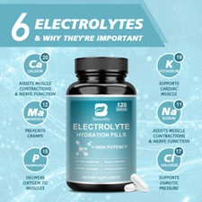 60pcs Electrolyte Capsules Hydration Pills,6 electrolytes,Potent Hydration