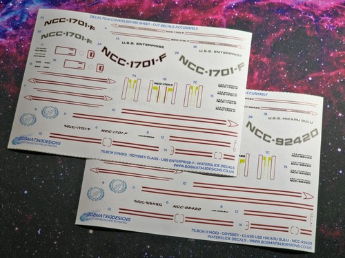 Custom Waterslide Decals for 1:1400 Scale ODYSSEY CLASS U.S.S. ENTERPRISE-F - Foto 4 di 5