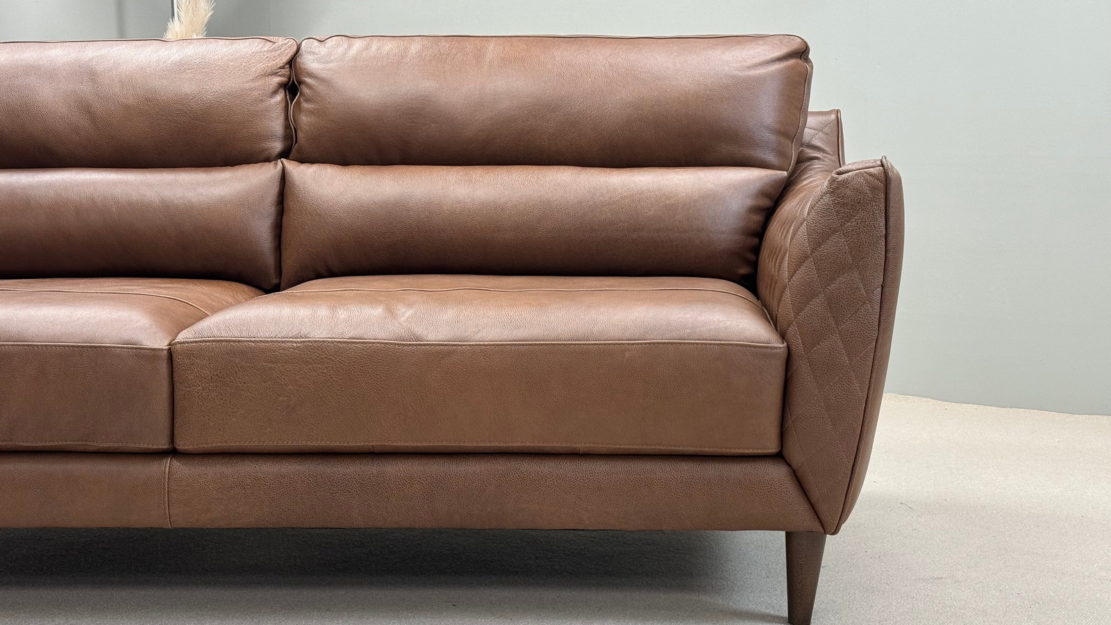 Lucca 3 Seater Italian Tan Leather Sofa Oak Furniture Land eBay