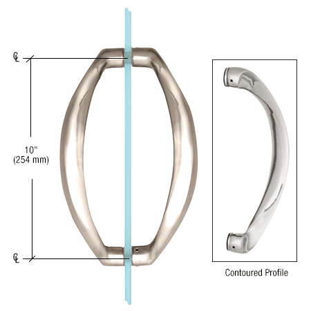 CRL CQ10X10PN Polished Nickel 10" Glass Mounted Sculptured Pull Handle - Picture 2 of 4