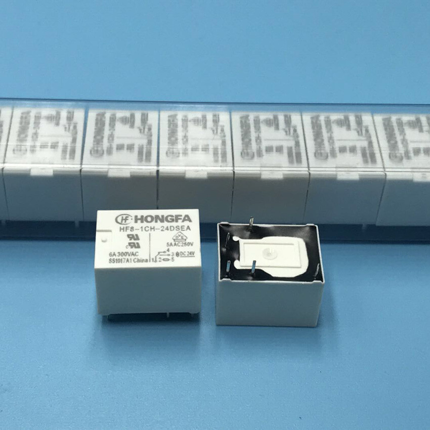 10Pcs HONGFA HF8-1CH-24DSEA Power Relay 24VDC 5A 250VAC 5 Pins