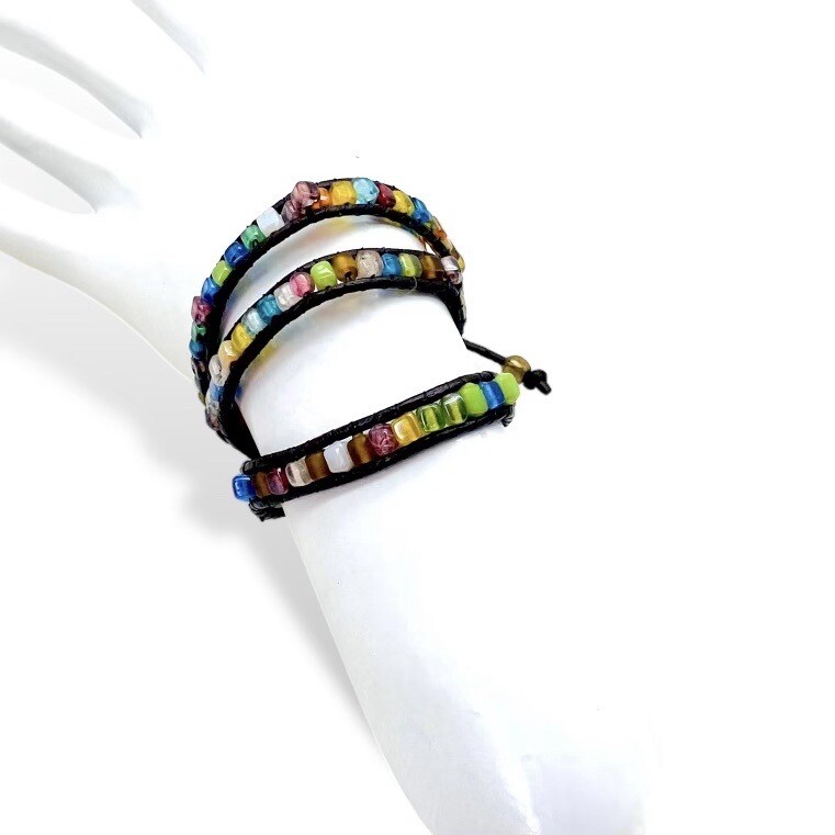 Wrap Bracelet Java Beaded Recycled Sea Glass Bead… - image 15