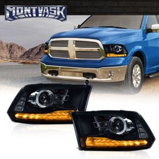 Fit For 13-18 Dodge Ram 1500 2500 3500 Smoke Projector Headlights W Led Drl