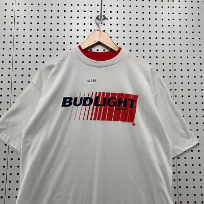 Vintage 90s Bud Light Shirt Mens XL White Single Stitch Red