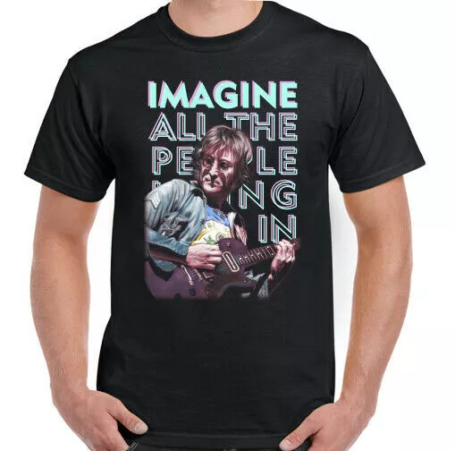 JOHN LENNON T-SHIRT, Imagine Guitar Peace Hippie Psychedelic Tee Top