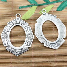 8pcs Tibetan silver flower pattern oval cabochon settings EF2029