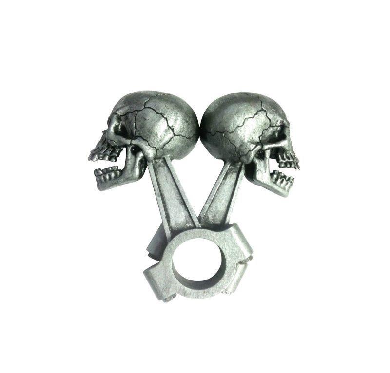 Sticker 3D skull argent Lethal Threat avec piston pour moto