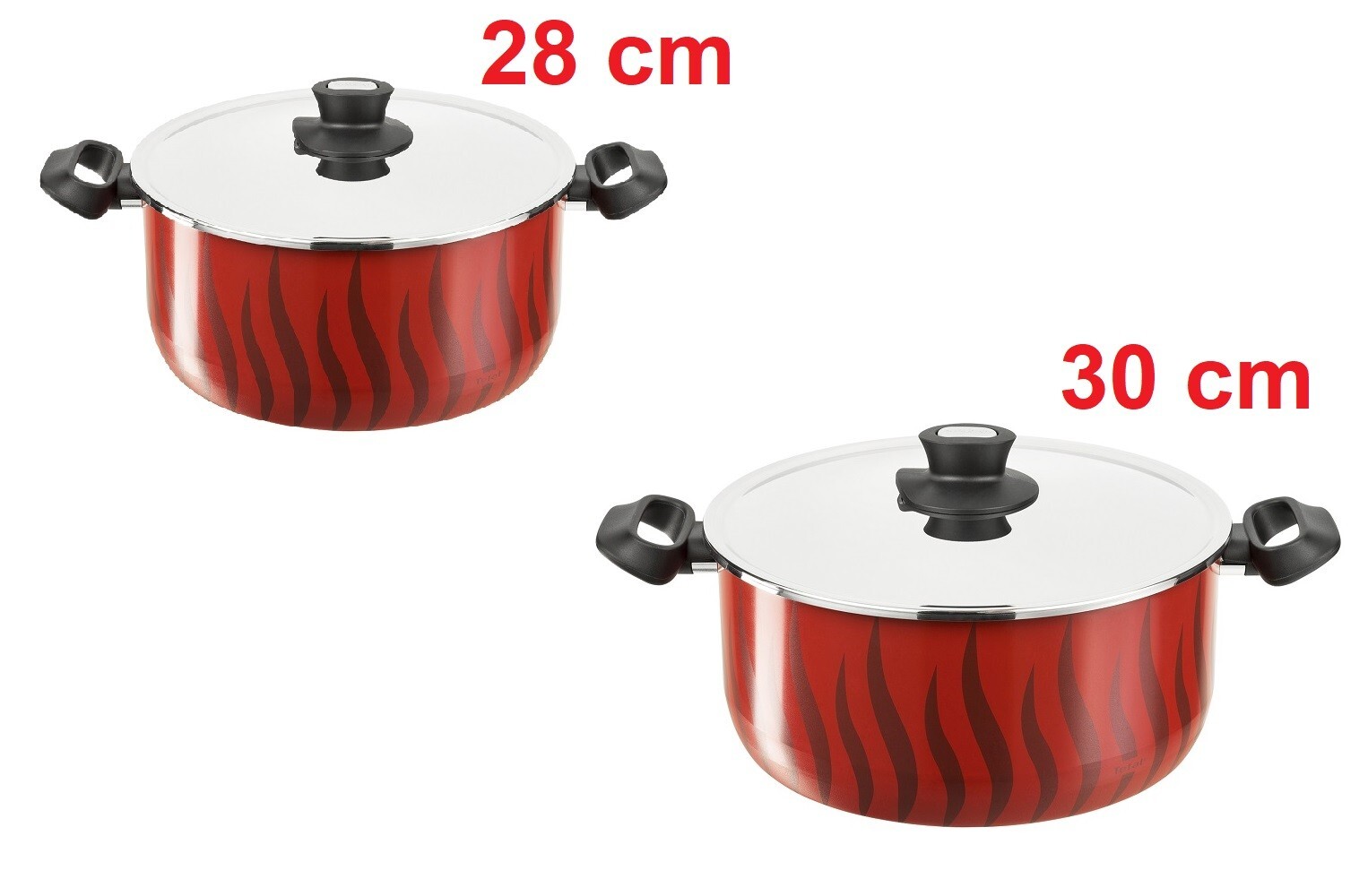 Tefal Tempo Cooking Pots Set With Lid 28, 30 cm Large Non Stick Coated In France-image