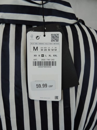 Zara Striped Belted Tunic Top Dress Navy/White RRP £59.99 UK M LN036 AA 06 - Picture 5 of 5