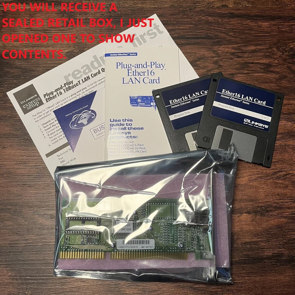 10BaseT ISA Network Card Linksys XTIDE Compatible 28-Pin EEPROM Socket NOS - Image 4 of 4