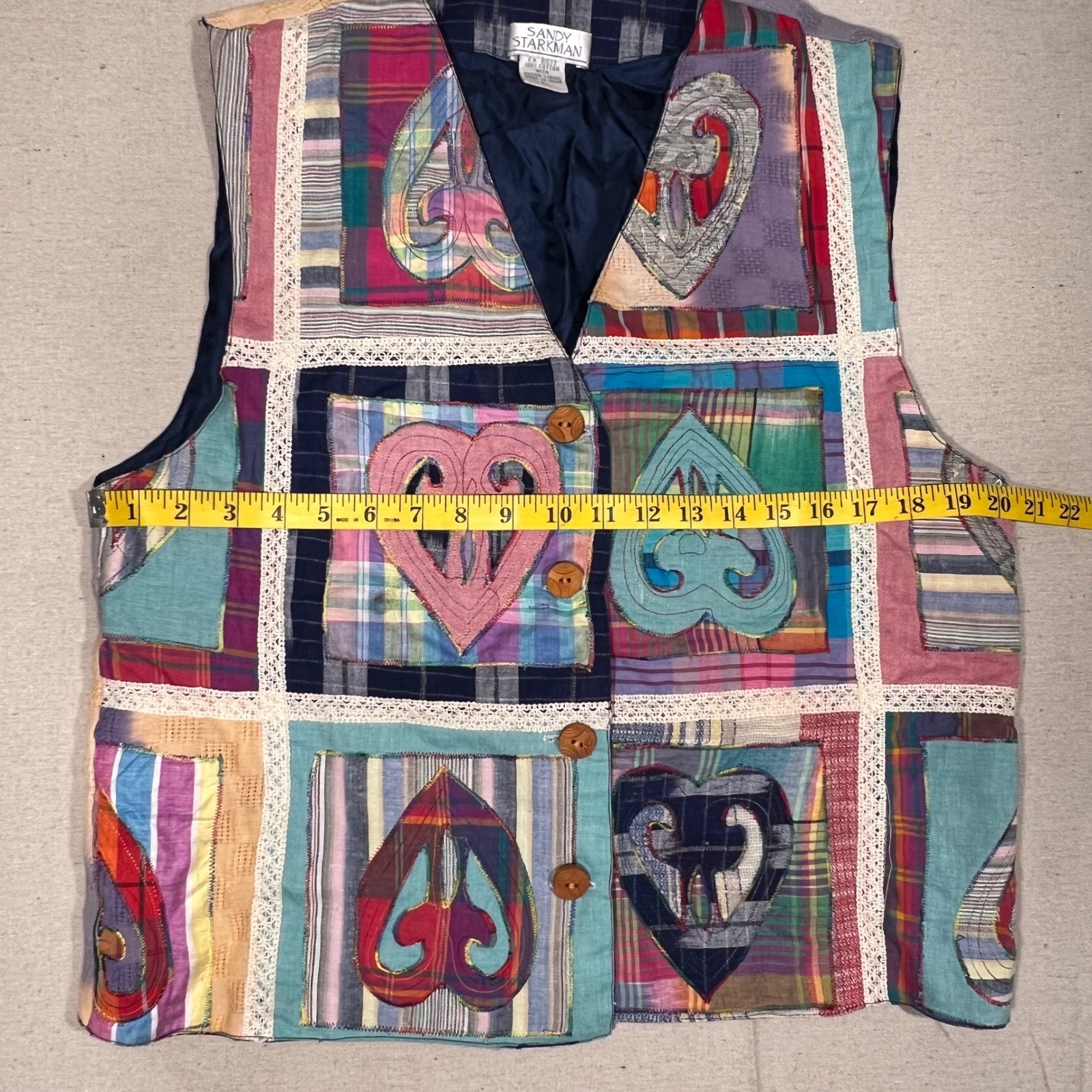 Vintage Sandy Starkman Patchwork Plaid Cotton Ves… - image 6