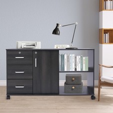 3 Drawer File Cabinet, Mobile Printer Stand, Locking Filing Cabinet, Black