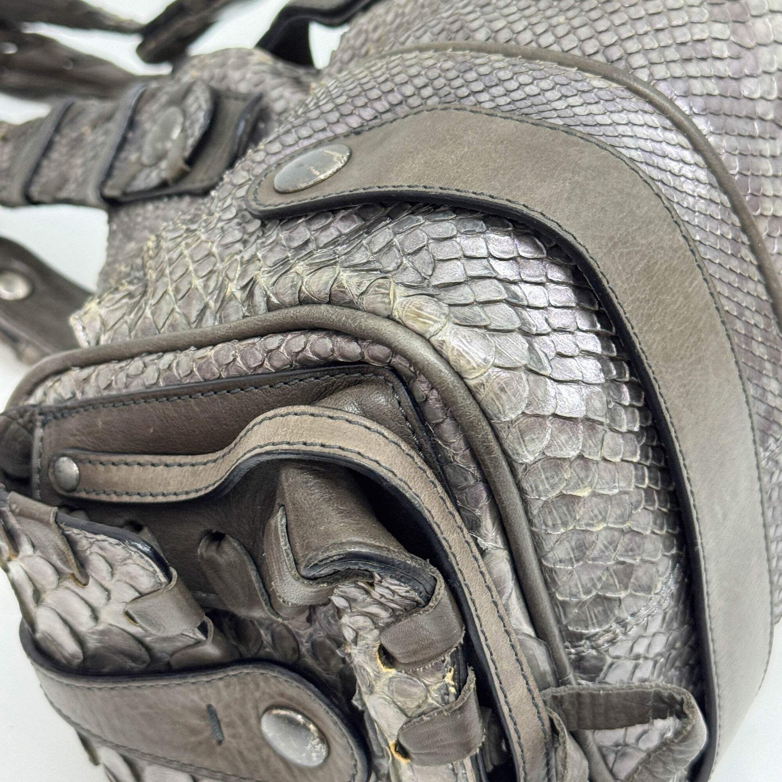 CHLOÉ Silverado Purple & Brown Python Embossed Le… - image 11