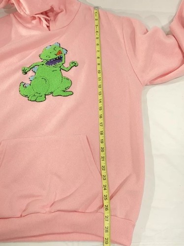 Nickelodeon Reptar Rugrats Dinosaurier erhöhtes Logo rosa Pullover Hoodie Größe Large - Bild 7 von 9
