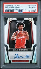 2024 PANINI PRIZM BLACK SIG SILVER PRIZM #SIG-AMN AMEN THOMPSON PSA 10 AUTO