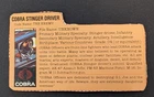 Cobra Stinger Driver GI Joe File Card Vintage Action Figure Accessory