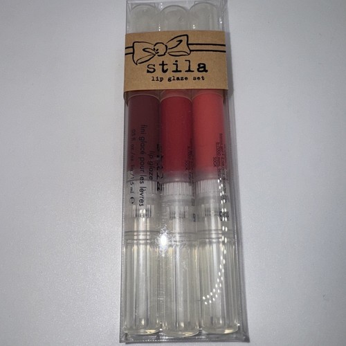 STILA Lip Glaze SET 3 Persimmon, Melon, Cranberry .5 Fl. Oz. each Lip Gloss