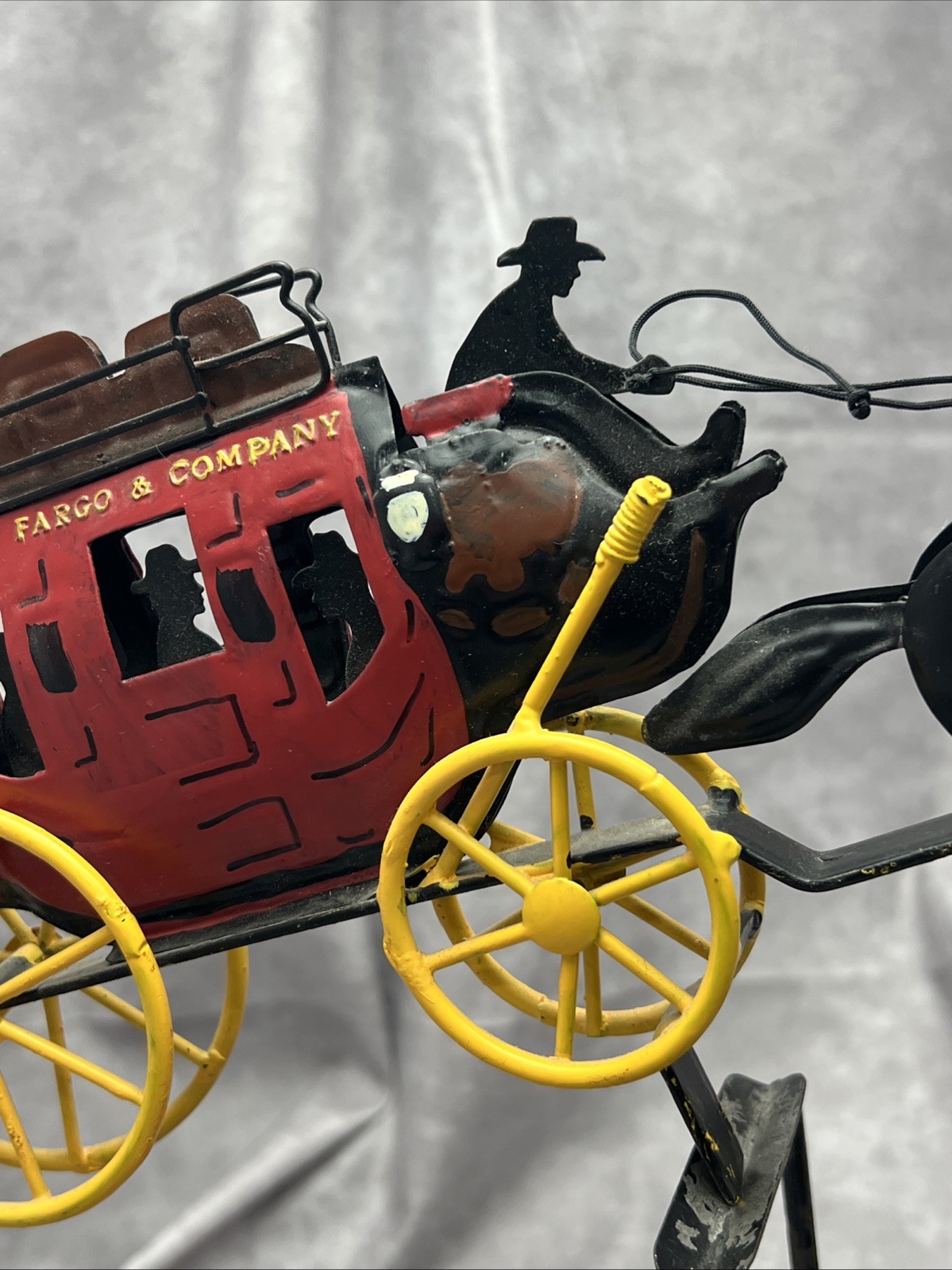 2006 Wells Fargo Horse and Stagecoach Balance Pendulum Cast Iron Toy 13.5" x 12"