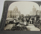 Keystone View Stereoview Photo Flower Market St. Michael's Bridge Paris France — photo 2