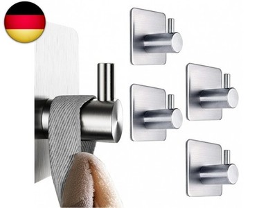 Sus304 Self-Adhesive Hooks Stainless Steel Pack Of 4 Wall Hooks Self-Adhesive