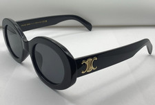 CELINE Women Triomphe Oval CL4019U Sunglasses Black Frame / Grey Lens