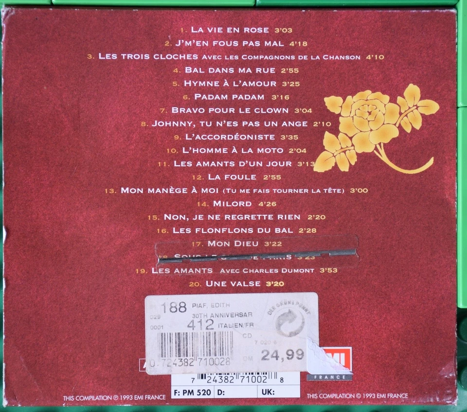 Edith Piaf - 30e Anniversaire - EMI France - CD - Bild 2 von 4
