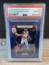 2023 Panini Prizm Euroleague Victor Wembanyama Blue Prizm Rookie 89/199 PSA 10