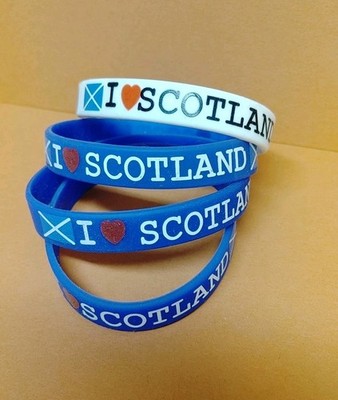 I Love Scotland Rubber Bracelets Lot of 4 Scottish Flag Blue White UK Souvenir
